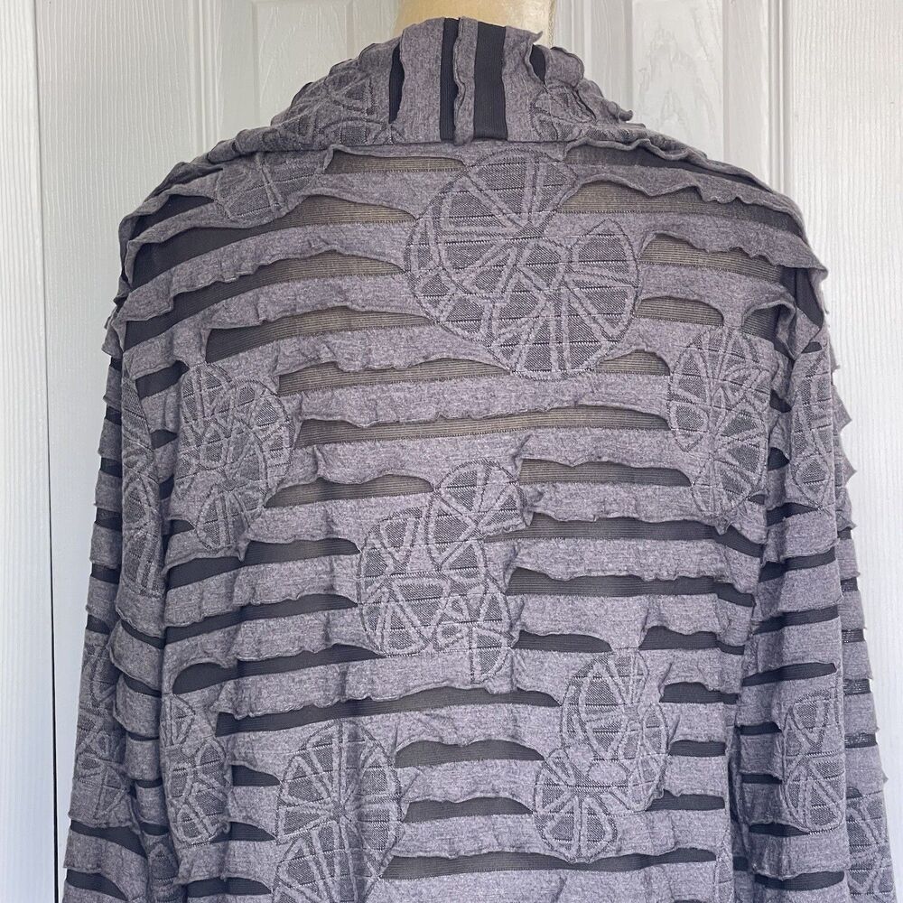 Women’s Sweater Draped Cardigan Size Large Gray Long Sleeve - Picture 7 of 16